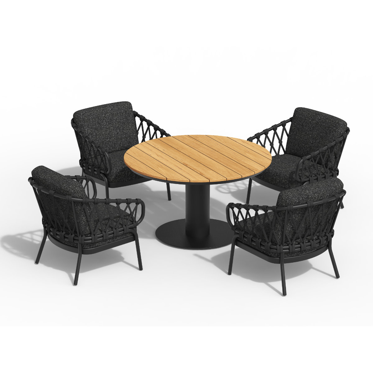 Tierra Outdoor Tierra Outdoor LOW Dining Table  MORENA - 120cm round - Charcoal frame - Teak top- TO-5676
