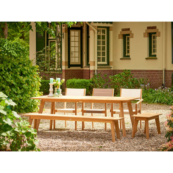 Traditional Teak Traditional tafel LUNA 217x90cm - teakhouten pootstel - teakhouten blad