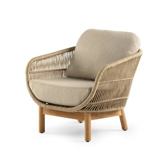 Callisto Callisto Preston Lounge chair teak frame - Rope - Natural cushions