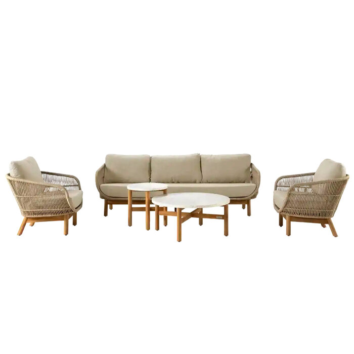 Callisto Callisto Preston Lounge chair teak frame - Rope - Natural cushions