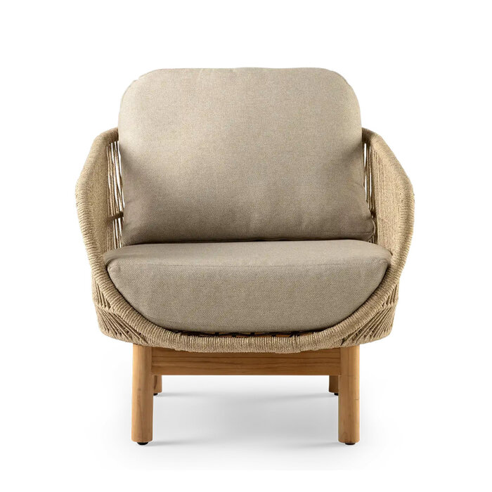 Callisto Callisto Preston Lounge chair teak frame - Rope - Natural cushions