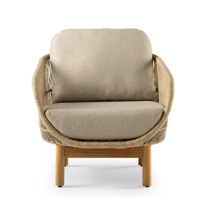 Callisto Callisto Preston Lounge chair teak frame - Rope - Natural cushions