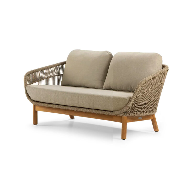 Callisto Callisto Preston Lounge double seater sofa 170cm teak frame - Rope - Natural cushions