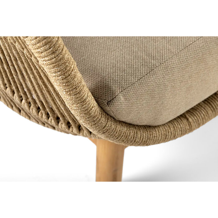 Callisto Callisto Preston Lounge double seater sofa 170cm teak frame - Rope - Natural cushions