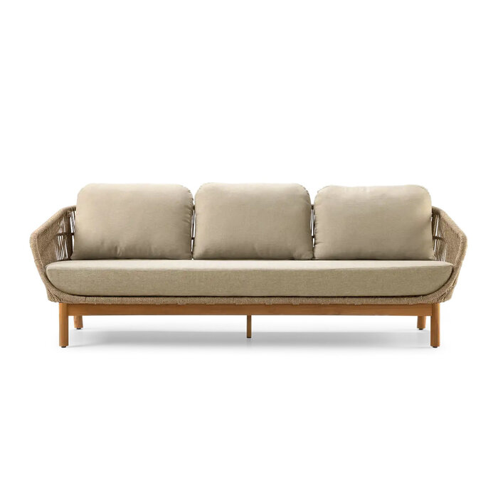 Callisto Callisto Preston Lounge three  seater sofa 226cm teak frame - Rope - Natural cushions