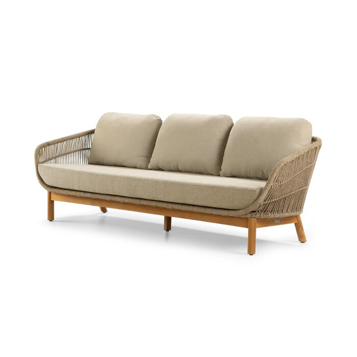 Callisto Callisto Preston Lounge three  seater sofa 226cm teak frame - Rope - Natural cushions