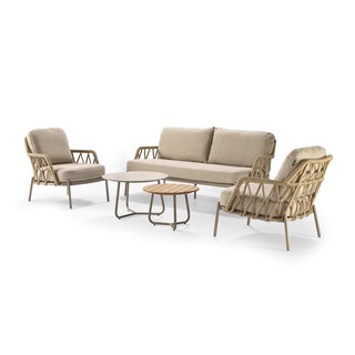 Callisto Callisto 5-delig Girona lounge sofa set - aluminium frame - rope - teakhout - color lcay - incl. cushions