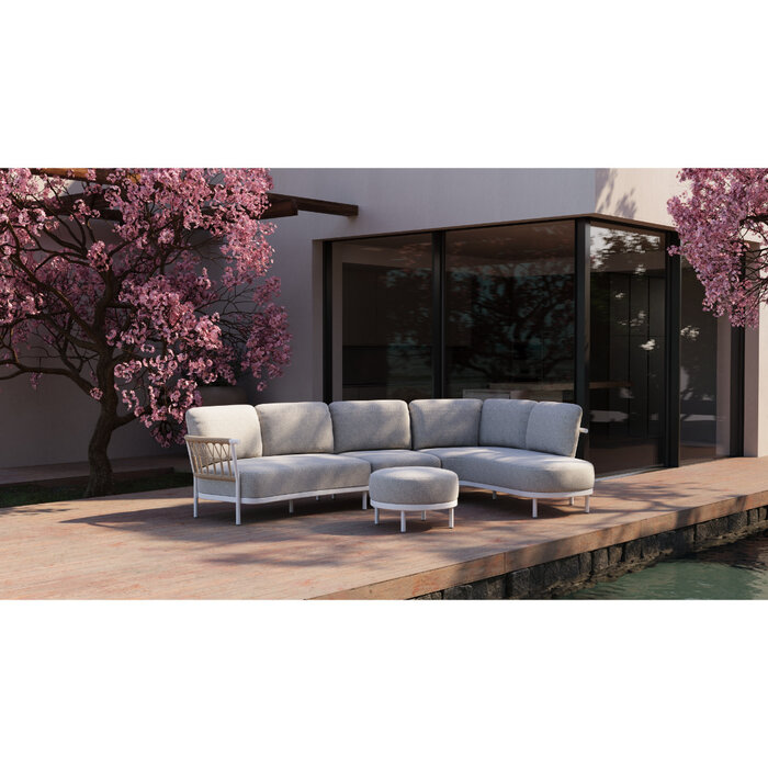 Tierra Outdoor Tierra Outdoor Fresca Lounge Set Organic Complete Left Creme White -Dove cushions - TO-7714
