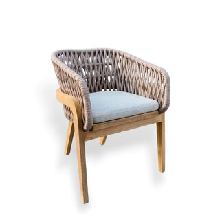 Callisto Callisto Batur diningchair natural rope - teak - white cushions