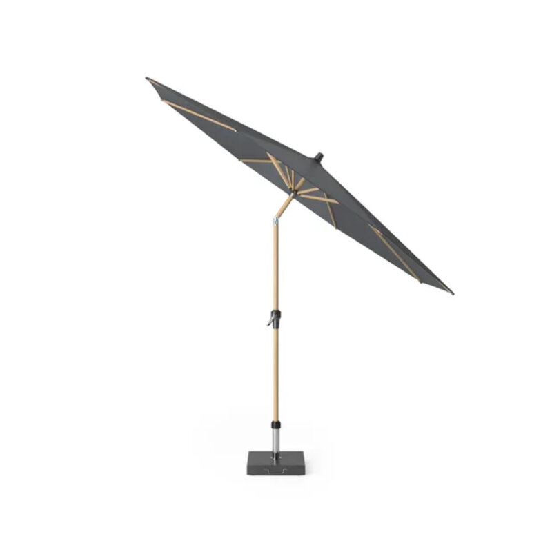 Platinum Platinum Sun & Shade stokparasol RIVA - 300cm rond - teaklook frame - donkergrijs doek