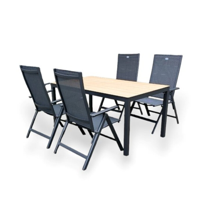 Tierra Outdoor Tierra 5-delig tuinset Avento standenstoel xerix met BRIGA tafel antraciet + HPL BERGAMO 160x90cm