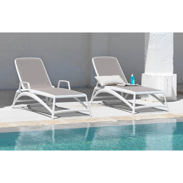 Nardi Nardi Atlantico sunlounger - sunbed - bianco white frame - tortora taupe textileen