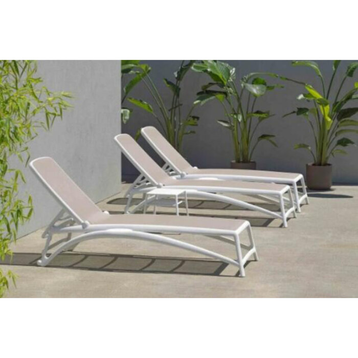 Nardi Nardi Atlantico sunlounger - sunbed - bianco white frame - tortora taupe textileen
