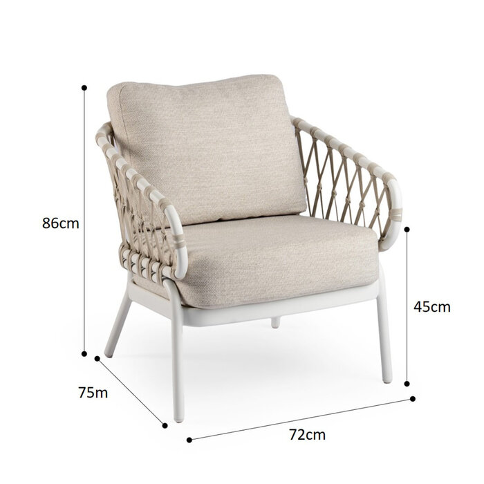 Tierra Outdoor Tierra Outdoor Natal Low Dining Chair Creme White -Dove kussens - TO-5584
