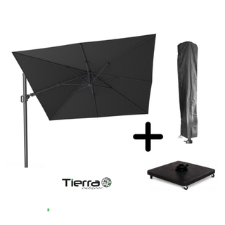 Tierra Outdoor Tierra Outdoor zweefparasol SET - San Francisco T2 - 270x270 - met 90KG VOET OP WIELEN en AFDEKHOES Antraciet