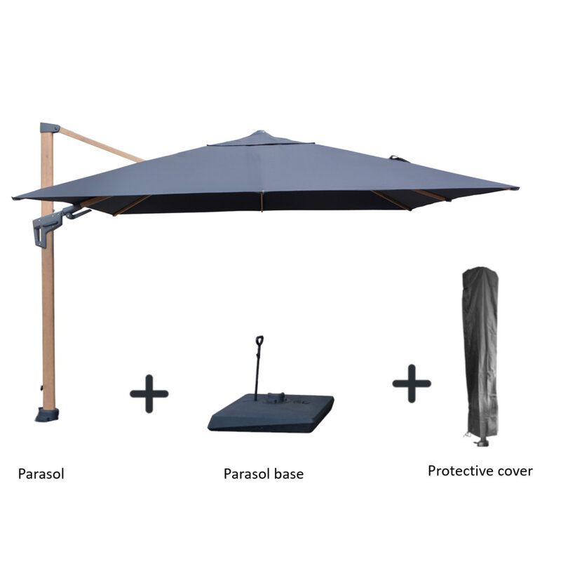 Hamilton Bay Outdoor Hamilton Bay - zweefparasol set - LEVANTO PREMIUM T2 - DARK GREY - 300x300cm + fillable base on wheels + cover