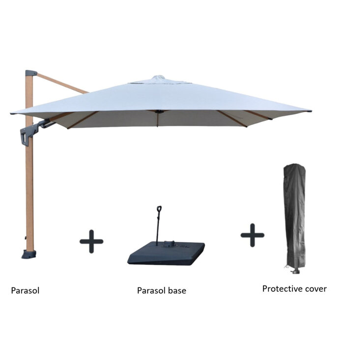 Hamilton Bay Outdoor Hamilton Bay - zweefparasol set - LEVANTO PREMIUM T2 CHAMPAGNE - 300x300cm + fillable base on wheels + cover