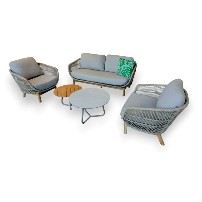 Callisto Callisto 5-delige Preston lounge 2-SEATER sofa set Natural - met Girona salontafel set