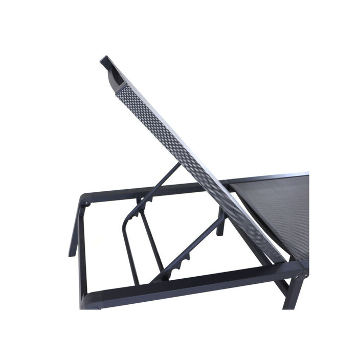 Oceo Eden foldable lounger dark grey - aluminum - graphite grey sling