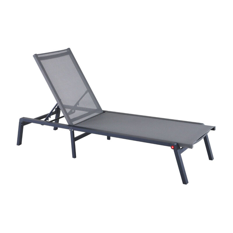 Oceo Eden foldable lounger dark grey - aluminum - graphite grey sling