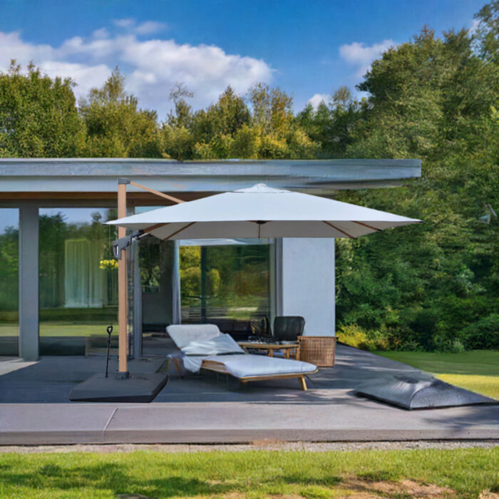 Hamilton Bay Outdoor Hamilton Bay - zweefparasol set - LEVANTO PREMIUM T2 CHAMPAGNE - 300x300cm + fillable base on wheels + cover