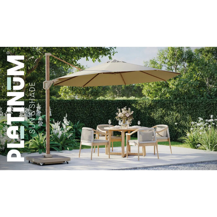 Platinum Platinum Sun & Shade zweefparasol Challenger T2 premium - 300x300cm - Teaklook-Champagne - art.7132O