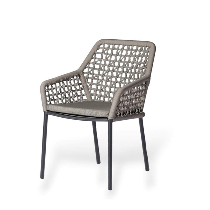 Hamilton Bay Outdoor 5-delig tuinset Kettler Spezia armstoel light grey en Higold Nofi tafel +teak 90x90cm