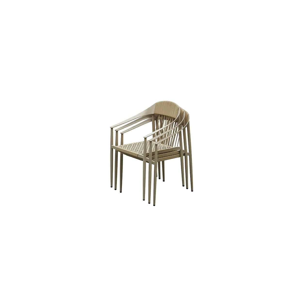 Higold Higold Rio 7pc dining set Champagne aluminum and table with ceramic top