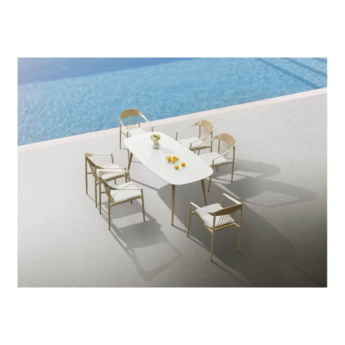Higold Higold Rio 7-delige Dining Set – Champagne Aluminium met Keramisch Tafelblad