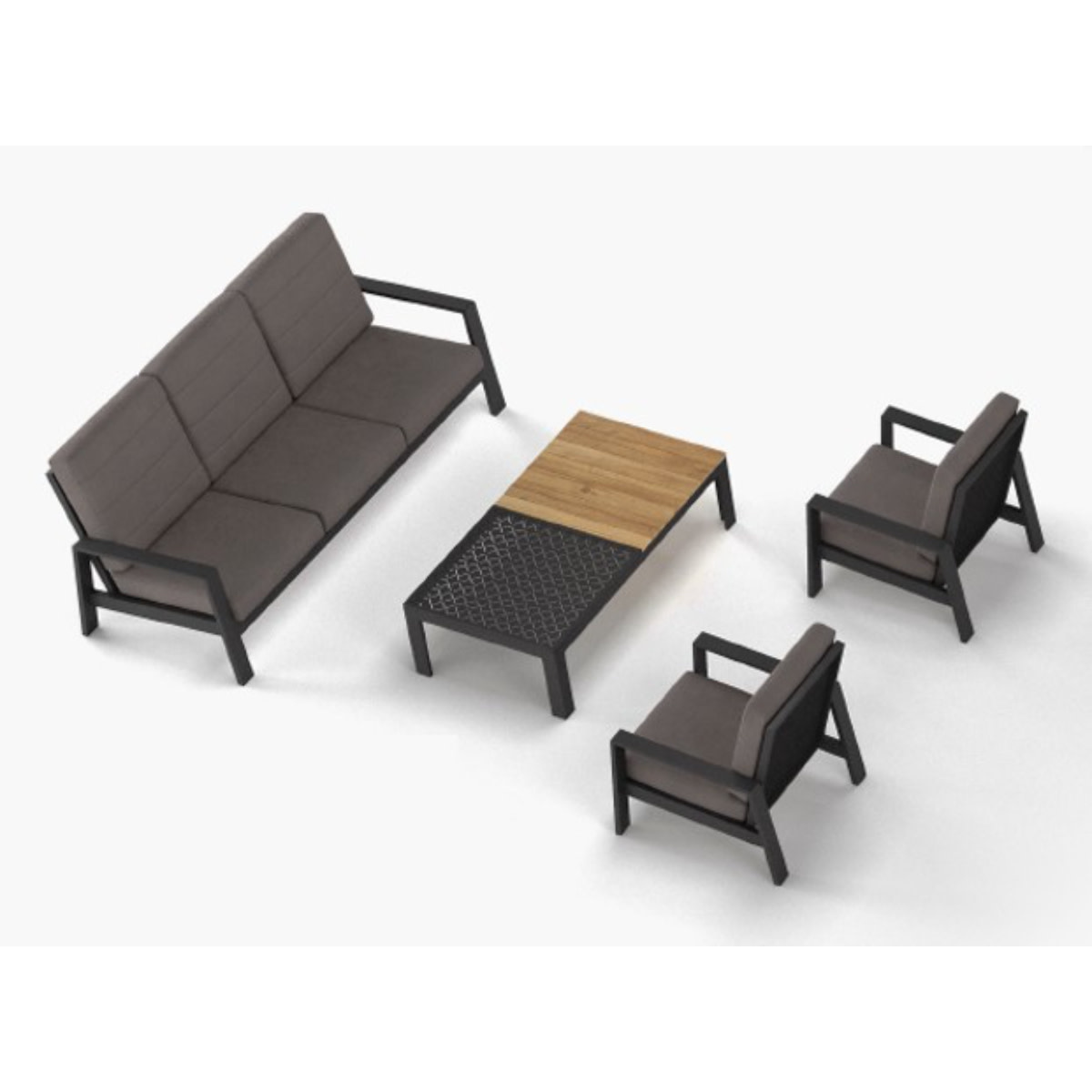 Tierra Outdoor Tierra Outdoor Queens SOFA set 4-priece w. large coffee table grey - Charcoal grey cushions