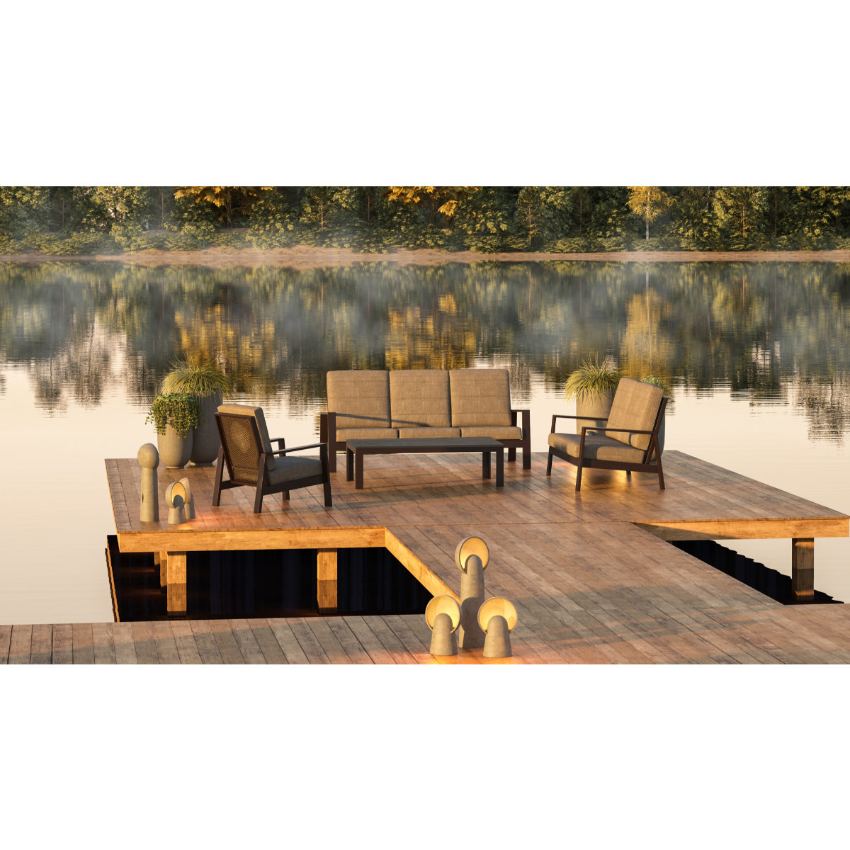 Tierra Outdoor Tierra Outdoor Queens SOFA set 4-priece w. large coffee table grey - Charcoal grey cushions