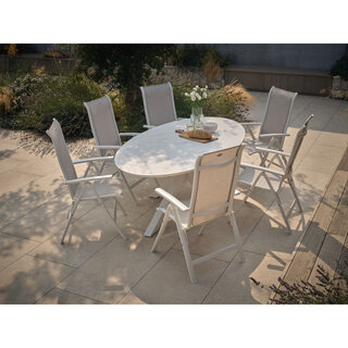 Hamilton Bay Outdoor Hartman 7-delig tuinset Alice recliner white - Xander oval table 220x120 ceramic top, white