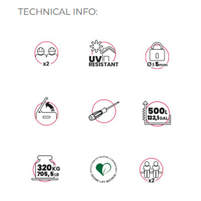 Toomax Toomax Cushion box Dolomiti - 500L - 130x65x64cm - Resin Grey Wood