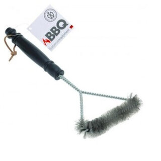 BBQ driezijdige borstel - metaal - 30cm