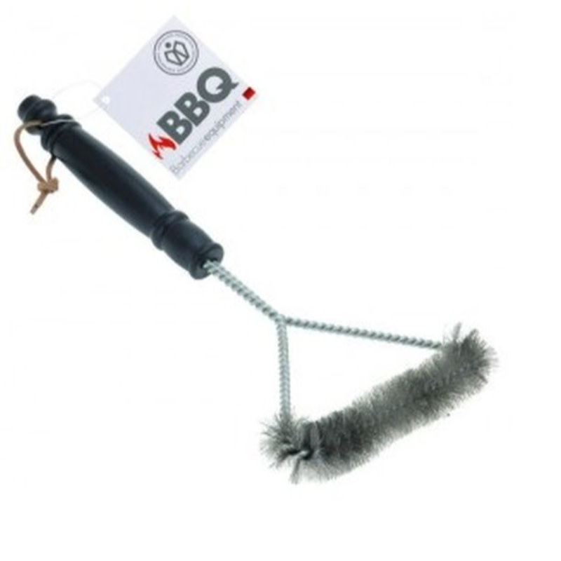 BBQ driezijdige borstel - metaal - 30cm