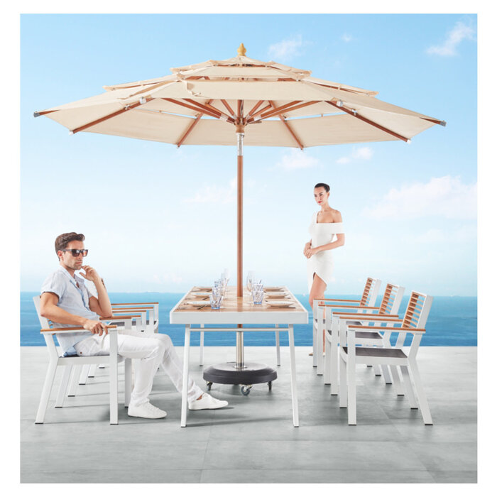 Higold Higold York dining ARMchair ALU-TEAK BACKREST-white frame - black sling seat