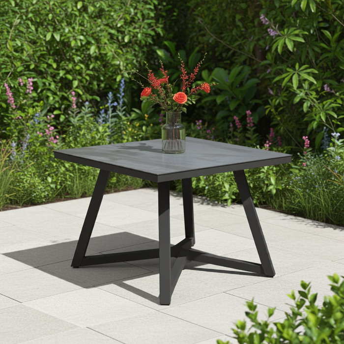 Proloisirs AGIRA table 100x100 dark gray frame + dekton trilium top