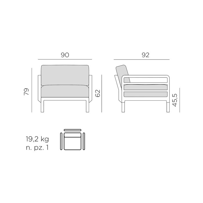 Nardi Nardi Maximo Loungestoel Modulair Terra frame - Timo Sunbrella cushions