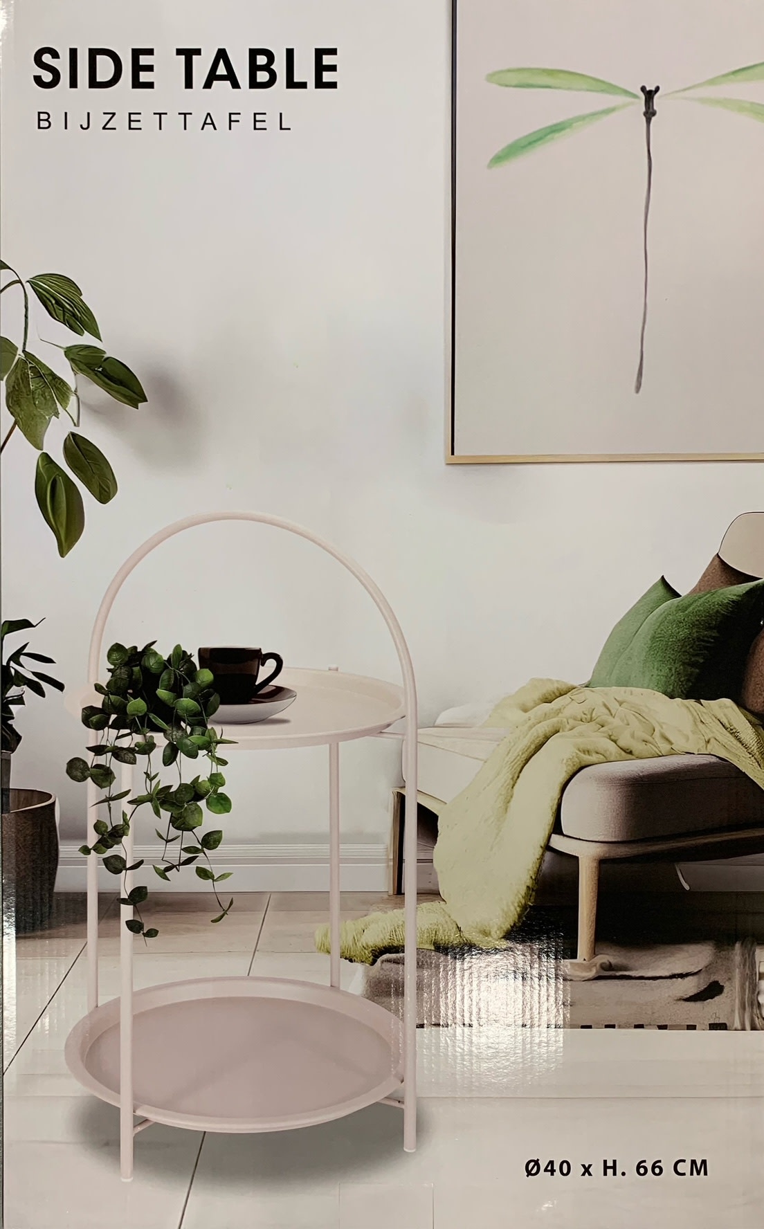 PROGARDEN Home and Styling Bijzettafel 2 laags - 40x66cm - metaal - SAND