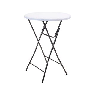 PROGARDEN Pro Garden Inklapbare Statafel - dia 80cm x110cm - Grijs metalen poot - Wit kunststof blad