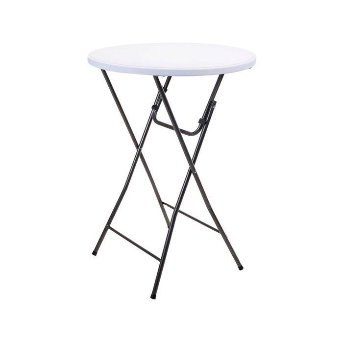 PROGARDEN Pro Garden Inklapbare Statafel - dia 80cm x110cm - Grijs metalen poot - Wit kunststof blad