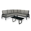 Tierra Outdoor Valencia 4-piece BIG corner set grey frame - Charcoal grey fabric - coffee table with marble HPL top