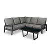 Tierra Outdoor Valencia 4-piece SMALL corner set grey frame - Charcoal grey fabric - coffee table with marble HPL top