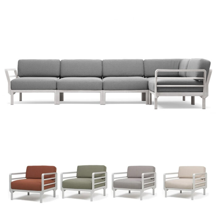 Nardi Nardi Maximo 5 - modulaire lounge hoek - Gesso lichtgrijs frame - diverse Sunbrella kussenkleuren -