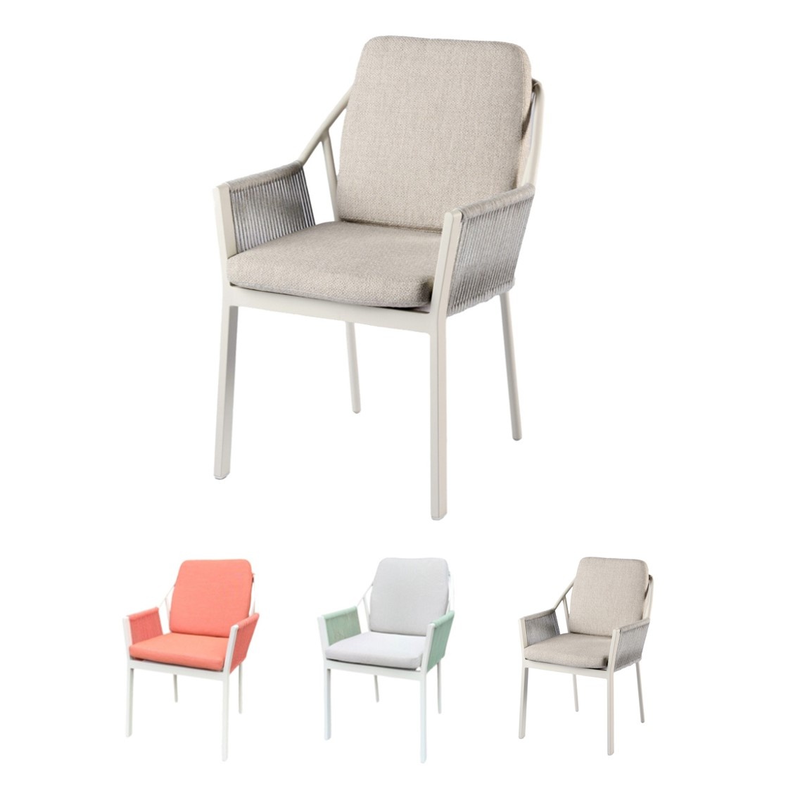 Tierra Outdoor Tierra Outdoor Liv Dining Chair met wit frame inclusief zitkussens - diverse kleuren - kleur