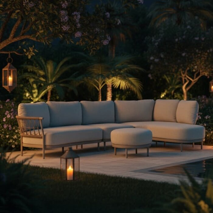 Tierra Outdoor Tierra Outdoor Fresca Lounge Set Organic Complete Left Champagne - Navajo White - 214x287x72cm - TO-00545