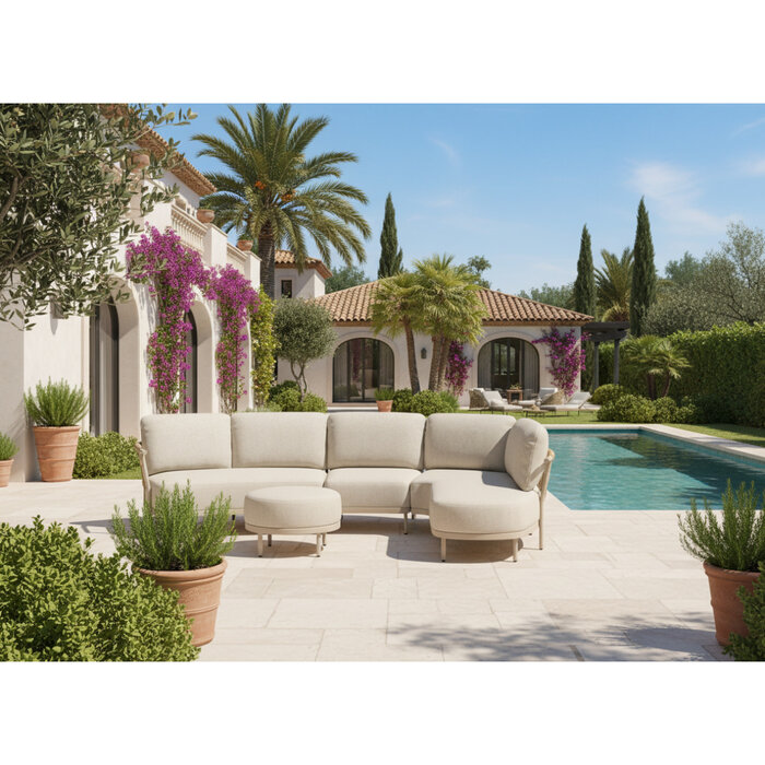Tierra Outdoor Tierra Outdoor Fresca Lounge Set Organic Complete Left Champagne - Navajo White - 214x287x72cm - TO-00545