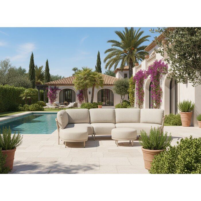 Tierra Outdoor Tierra Outdoor Fresca Lounge Set Organic Complete Right Champagne - Navajo White - 214x287x72cm - TO-00546