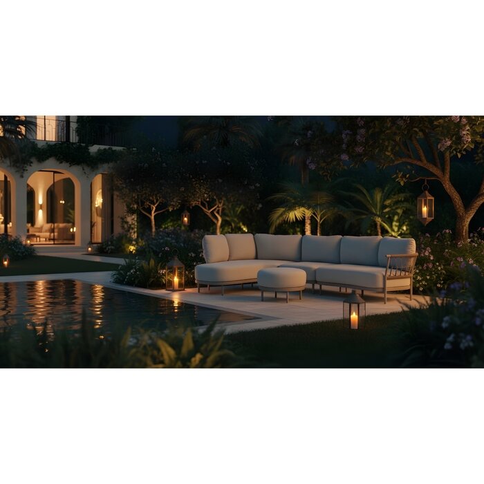 Tierra Outdoor Tierra Outdoor Fresca Lounge Set Organic Complete Right Champagne - Navajo White - 214x287x72cm - TO-00546