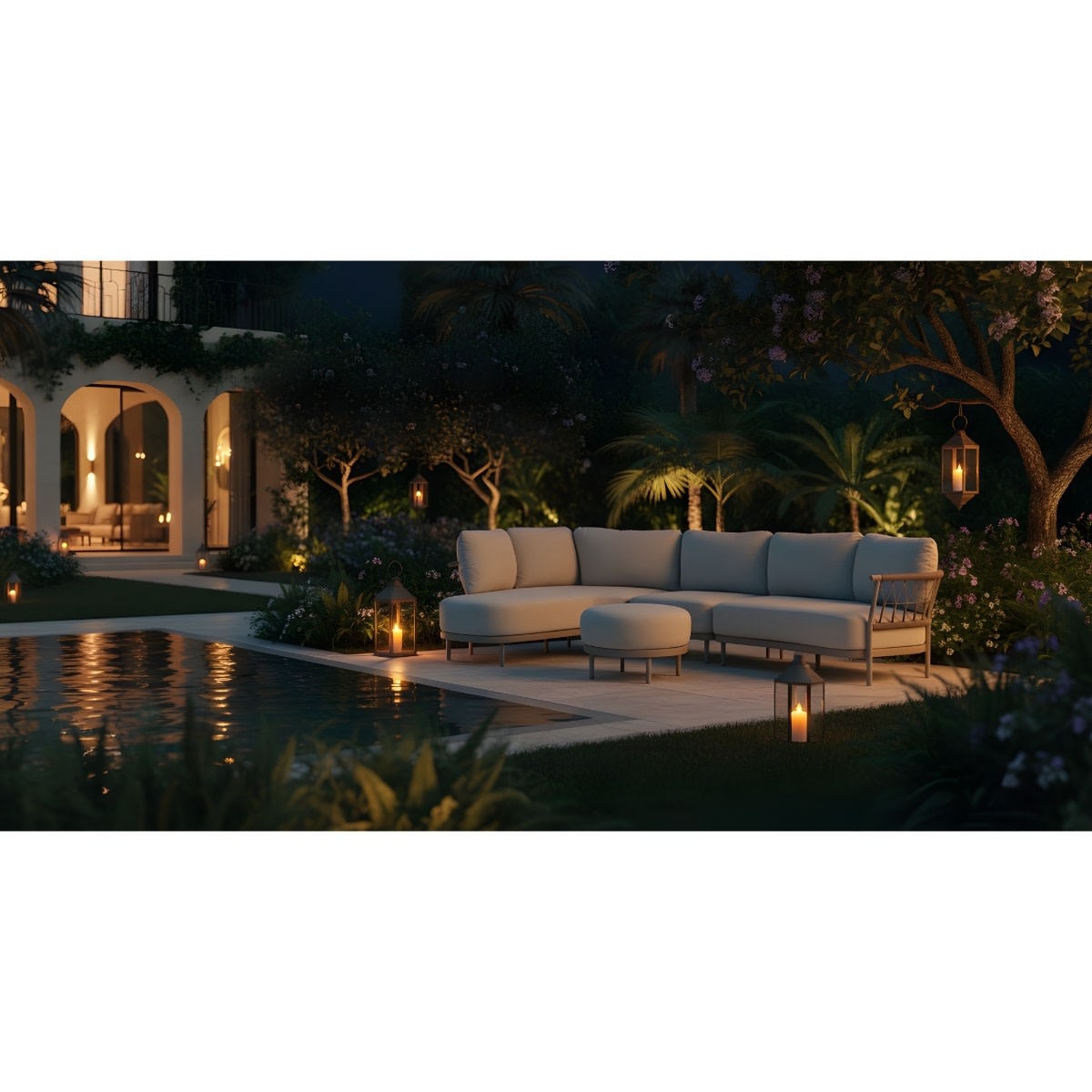 Tierra Outdoor Tierra Outdoor Fresca Lounge Set Organic Complete Right Champagne - Navajo White - 214x287x72cm - TO-00546